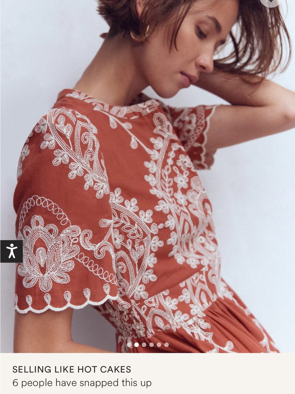 Boden Terracotta Embroidered Midi Dress - Picture 3 of 4